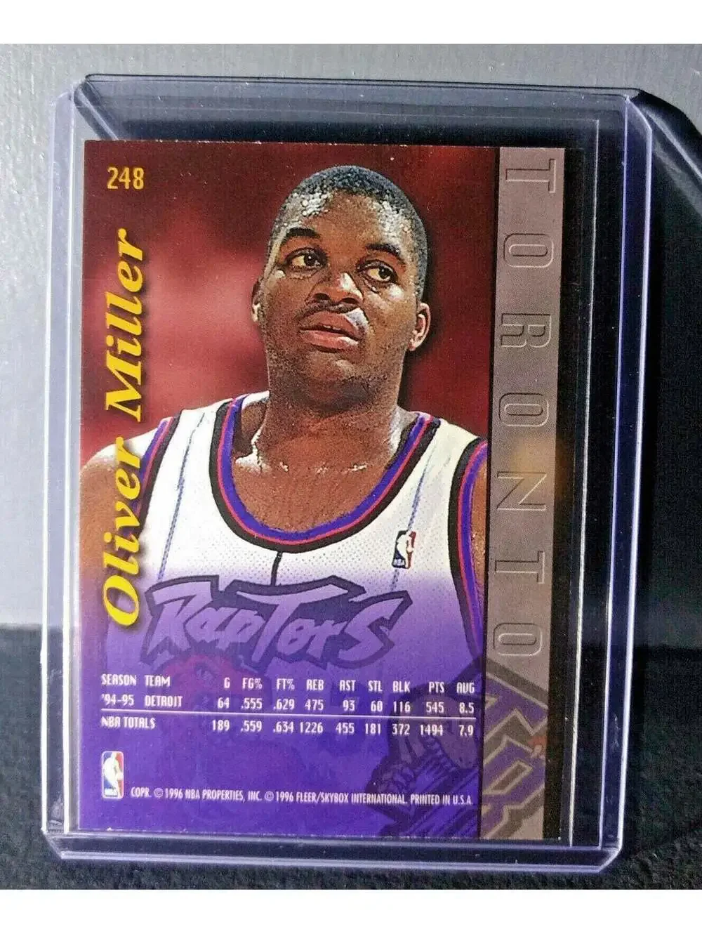 1995-96 Oliver Miller Fleer Ultra #248 Raptors Expansion Team Basketball Card
